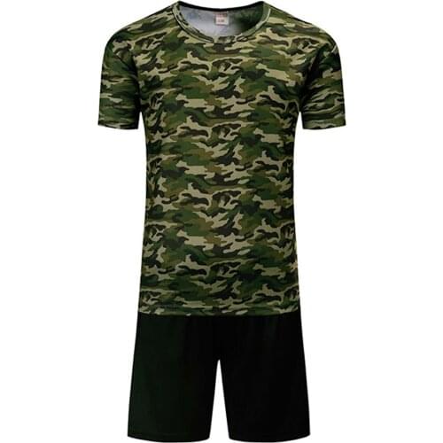 Summer Breathable T-shirt Shorts Sport Suits Gym Workout Sets Kids Students Camouflage Print Training Exercise Outfit Sportswear