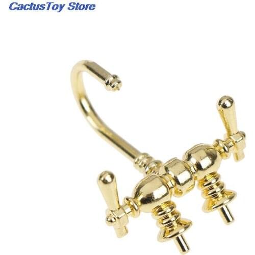 Mini Alloy Bathtub Faucet Simulation Water Tap 1/12 Dollhouse Miniature Model Toys for Doll House Decoration