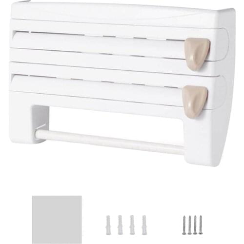 Multi-Function Fridge Spice Rack Kitchen Organizer, 13 in 1 Kitchen Holder Rack Cling Film Tin Foil Paper Roll Dispenser Towel S