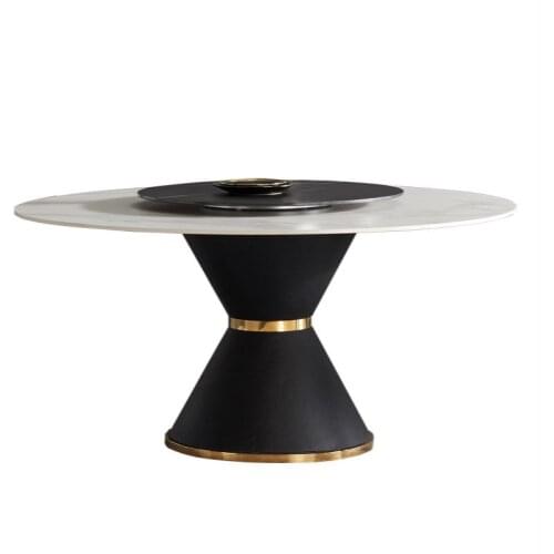 Dining table with a circular turntable simple and modern rotating dining table rock plate dining table and chair combination