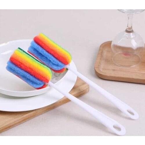 Detachable Water Bottle Cup Mug Glass Washing Sponge Cleaning Brush Scrubber With Handle Cleaning Utensils Brush Glass