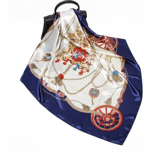 QLUKEOYY Silk Scarf Female 90cm Tassel Lighting Professional Large Square Scarf Muffler Neckerchief Gift Women