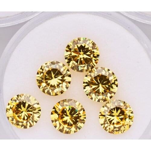 1mm 2mm 3mm round Shape AAA CHAMPAGNE yellow color CZ gemstone Factory price Synthetic Cubic Zirconia For Jewelry