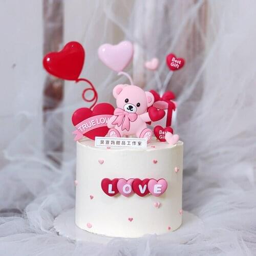 Wedding Cake Topper bear Sweet Lovers Anniversary Cupcake Topper For Baby shower birthday Wedding Party Cake Decoration Gifts