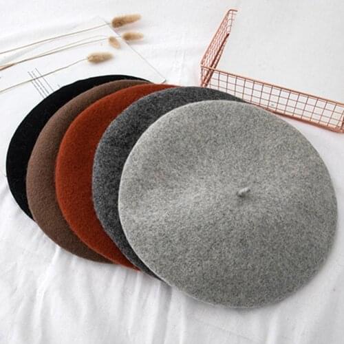 Vintage Women Hats Girl Autumn Winter Solid Color Warm Woolen Beret Hat Cap Gift кепка женская Accessories Spring and Autumn
