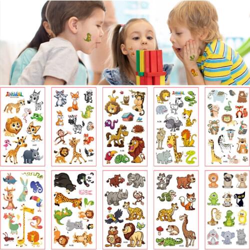 10pcs/set Temporary Tattoos Stickers Cute Animails Fake Tattoo for Kids Body Hands Tatouages Et Art Corporel Tatuaze Dla Dzieci