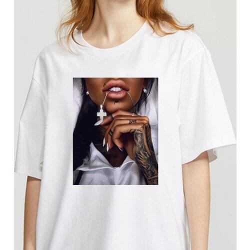 Women Fashion Soft Casual White T shirts Tops funny printed T-shirt Beautiful Black Girl Summer Harajuku Top T-shirt