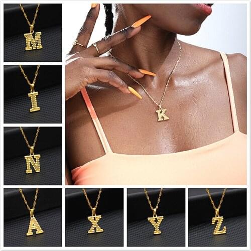 2020 Capital Letter Initial Necklace For Women Stainless Steel Gold A-Z Alphabet Pendant Necklace Jewelry Christmas Gift Femme