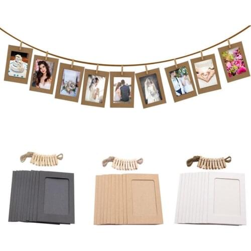 10Pcs Paper Photo Frame Wall Hanging Picture Album Rope Clip DIY Home Decor SCIE999