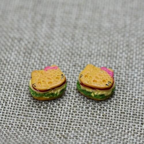 10pcs/lot flat back resin cat Hamburgers 17*10mm mixed crafts DIY home decorations