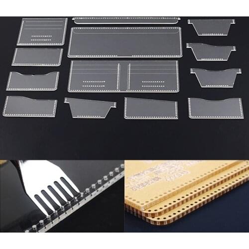 13PCS/Set Wallet Pattern Stencil Template Set Universal Short Clip Template Pattern Sewing Stencils DIY Set