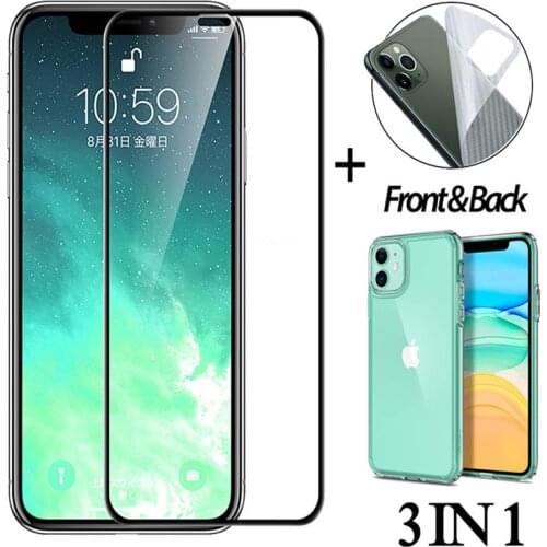 2020 Case Back Film Cristal Templado for iPhone-11-Pro Screen Protector 11 Pro Max Tempered Glass for iPhone11 XR XS Xs Max