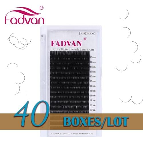 40 Boxes Fadvan 16 Lines False Eyelash Extension Individual Lashes Extension Wholesale Lashes Supplier Eyelash Tray