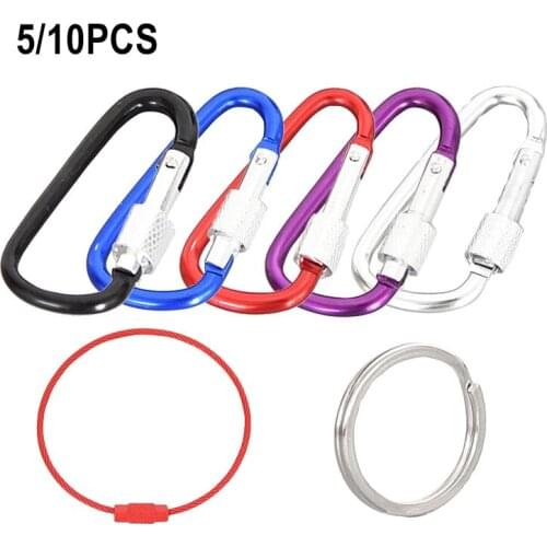 5/10PCS Outdoor Camping Carabiner D Type with Lock Hook Key Ring Traveller Anti-lost Camping Carabiner
