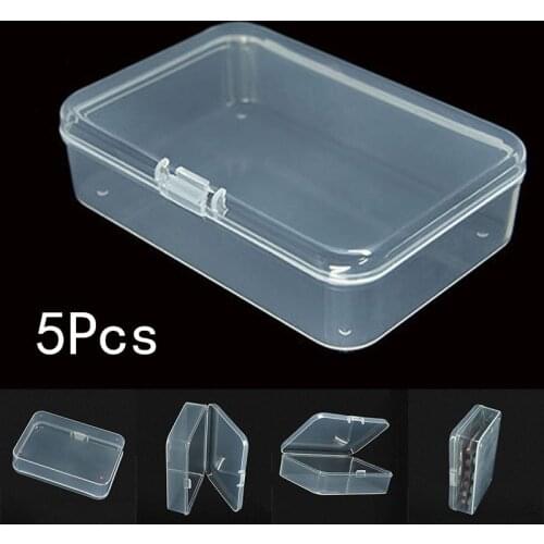 5PCS Transparent Plastic Box Jewelry Packaging Component For Receiving Box ID Card Jewelry Rectangle Home Storage Wholesale