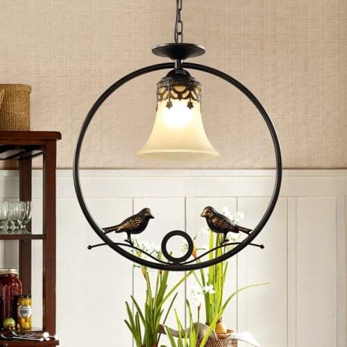 American creative bird copper chandelier single head double restaurant bedroom lamp study glass lamps