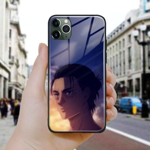 Attack on Titan Eren Jaeger Soft Silicone Glass Phone Case Cover Shell For iPhone SE 6 6s 7 8 Plus X XR XS 11 12 Mini Pro Max