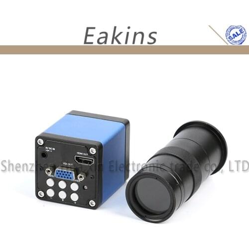 HD 1080P 1/2.5" CMOS HDMI VGA Digital Industrial Microscope Video Camera Support C CS Lens+100X C-mount Lens For PCB Repair
