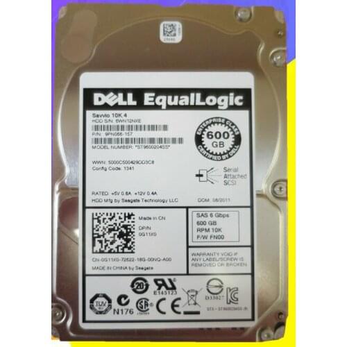 DELL ST9600204SS SAS 6G 600G 10K 2.5' 0G11X0 G11X0 EQ HDD