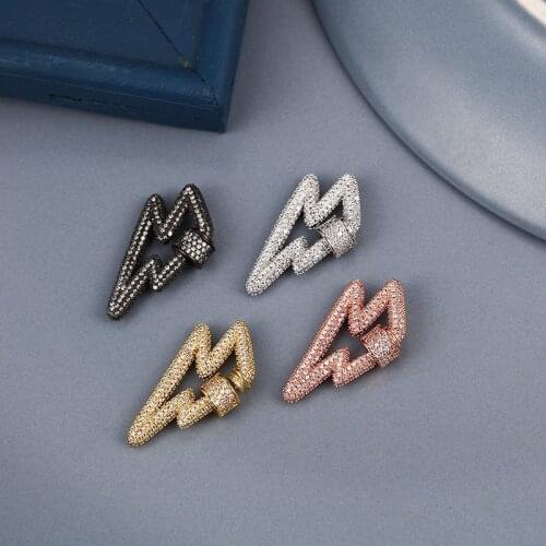 Geometric Lightning Rhinestone Connector Clasps Hooks for Jewelry Findings DIY Making Accessories Supplies End Clasps Wholesale