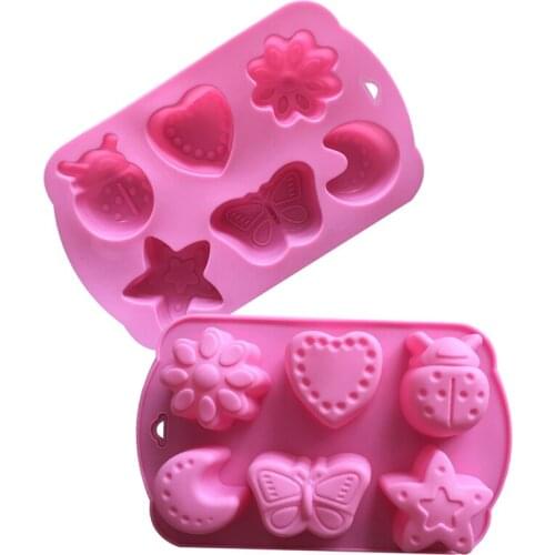 Pasta Maker Soap DIY Mould 6-Cavities Star Butterfly Moon Beetle Heart Flower Silicone Molds Backing Tools