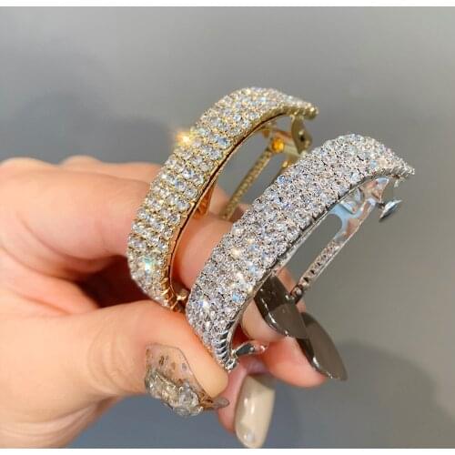 Exquisite Rhinestone Hairpin Net Red Back Head Elegant Horsetail Buckle 2021 New Clip Headdress Spring Clip Hair Accessories