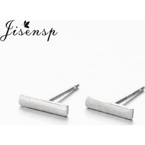 Jisensp Simple Cylindrical Stick 925 Sterling Silver Earrings Single Bar Stud Earrings for Women Fine Jewelry Party Gift