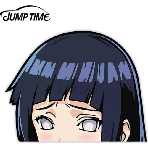 JumpTime 13 x 12cm For Hinata Hyuga Peek Anime Big Head Funny Car Stickers Windshield Bumper Decal Creative Waterproof Decor