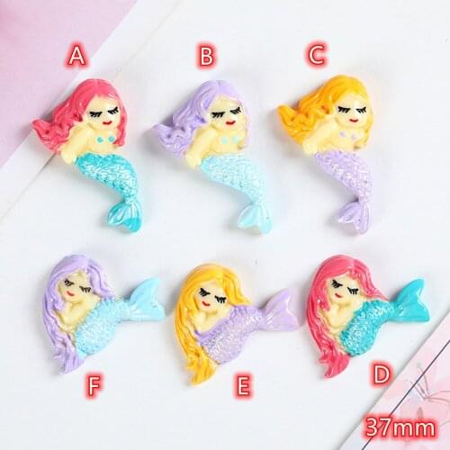 Mermaid Cabochons Cute Cartoon Resin Cabochon flatback for Scrapbooking 10pcs big Kawaii Mermaid Figure Button Resin Accessories