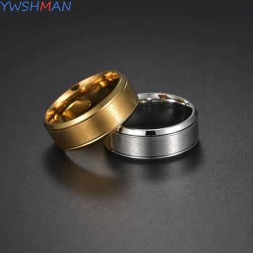 8mm Classic Mens 8MM Stainless Steel Rings Brushed Surface Wedding Band Unisex Engagement Jewelry Size 6-13