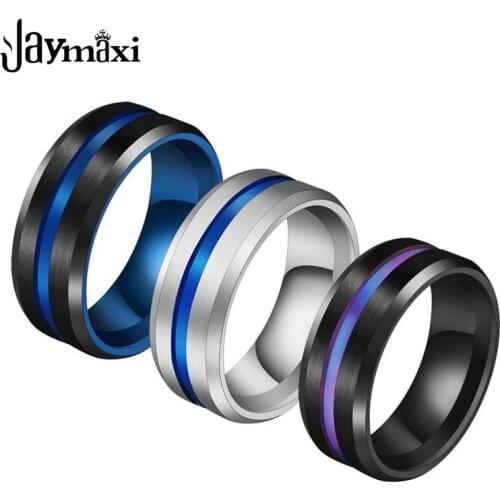 Jaymaxi Titanium Steel Rings Two-color 8mm Brushed Men And Women Couple Wedding Party Ring 10PCS/LOT