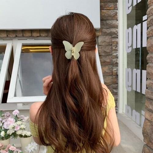 Korean Butterfly Hair Claws Elegant Acrylic Hair Pins Sweet Barrette Crab Cutie Clips Fashion For Women Girls Hair Accessories