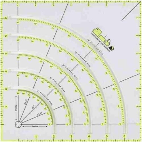 Arcs Fans Quilt Circle Cutter Ruler Acrylic Quilters Ruler With Double Colored Lines For Easy Cutting Sewing Accessory