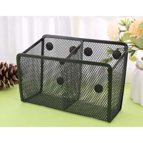 Metal Wire Mesh Magnetic Basket Storage Box Blackboard Chalk Pen Pencil Makeup