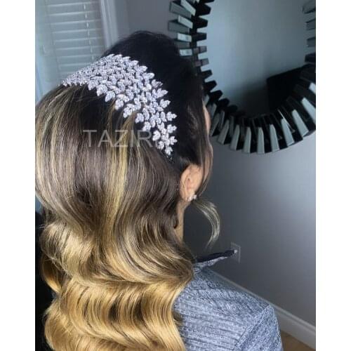 Sweet Cubic Zirconia Bride Headband CZ Wedding Bridal Tiaras and Crowns Zircon Party Prom Headpieces Hair Jewelry Accessories