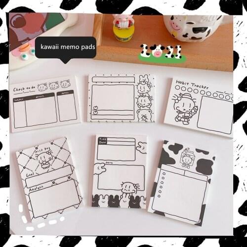 MINKYS New Arrival 50 Sheets Kawaii Milk Cow Memo Pads Note Sheet Paper Daily To Do It Check List Paperlaria School Stationery