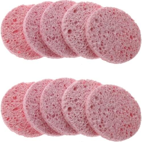 10pcs/Set 6cm Natural Wood Original Pure Eco Friendly Women Girls Facial Face Wash Deep Clean Puff Sponge Kit Tool For All Skin