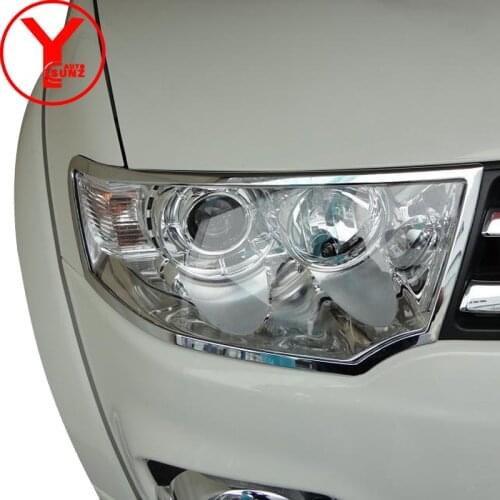 Head lights cover for mitsubishi montero sport pajero sport 2012 2013 2014 ABS chrome front light frame cover accessories YCSUNZ