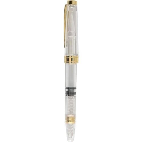 Transparent Gold Piston Metal Fountain Pen Refillable Paint Brush Ink Pen Soft Head Calligraphy Draw Painting Art Supplies