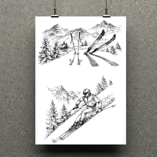 AZSG Snow Mountain / Skiing Clear Stamps For Scrapbooking DIY Clip Art /Card Making Decoration Stamps Crafts