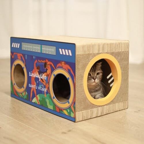 Radio Cat Scratching Board Wear-resistant And Non-dandruff Corrugated Cat Litter Multifunctional Cat Toy Vertical Cat Scratching