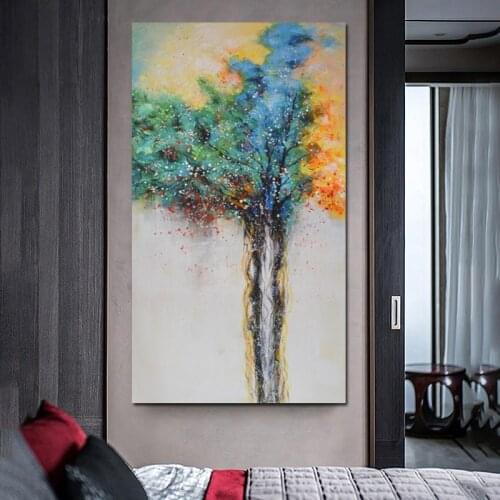 Modern Large Size Abstract Rich Tree Poster Wall Art Canvas PPainting For Gallery Decoration Oil Painting Print Cuadros No Frame