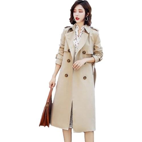 High quality Trench Coat Women Spring Autumn Double-breasted Windbreaker Long Coat Female Trenckot Long sleeve Vadim Trench 2803