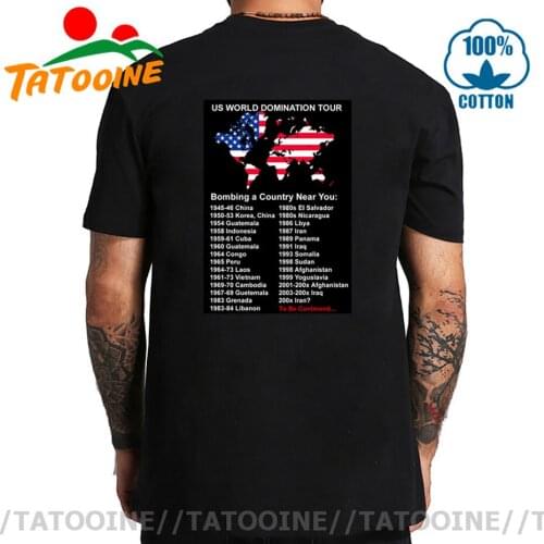 Funny US World Domination Tour t-shirt men US Army World Tour T shirt military design tshirt Fashion Casual Rock Music Tops Tees