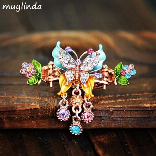 Muylinda Rhinestone Butterfly Hair Claw Clip Women Small Hairpin Clips Jewelry Vintage Metal Hair Accessories