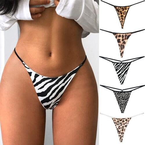 Womens Thong Seamless Period Underwear for Women Panties Low-Rise Cotton Thongs Sexy Lingerie Briefs Bikini Leopard G String