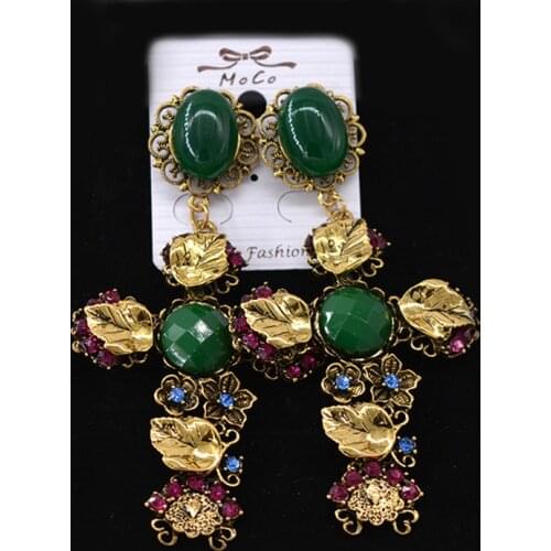 Baroque Earrings For Women Vintage Cross Big Drop Earring Oorbellen Long Earrings Female 2018 Jewelry Pendientes Aretes Brinco