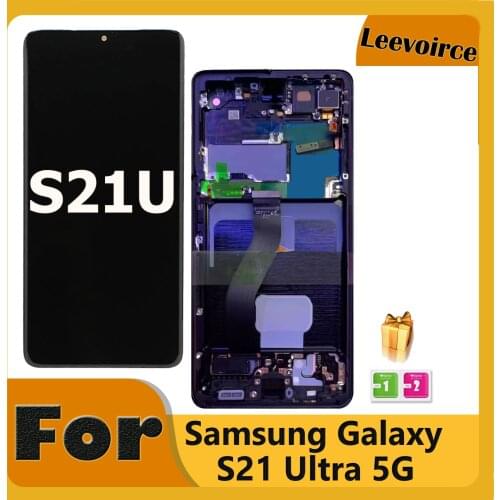 Original Quality For Samsung Galaxy S21 Ultra 5G S21U G998F G998B G998F/DS LCD Display Touch Screen Digitizer Assembly + Frame