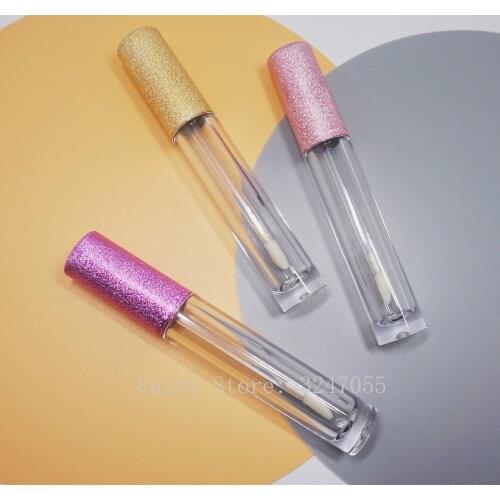 10-100PCS 6ml Empty Lip Gloss Tube Plastic Lipgloss Bottle Container Pink Yellow Purple Cap Cylinder Clear Lip Gloss Bottle