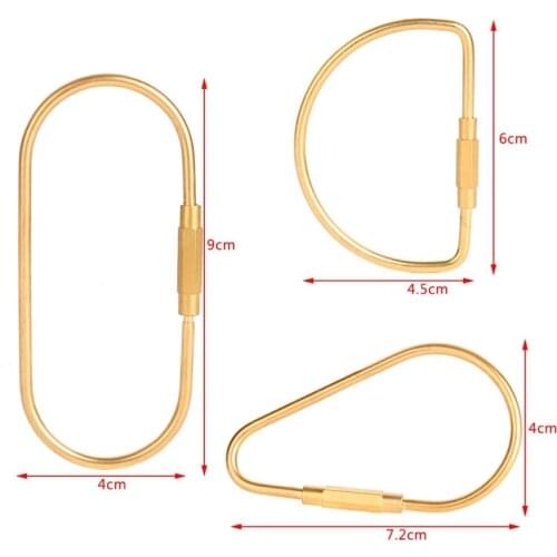 200PCS Handmade Brass Key Ring Buckle Carabiner Keychain Waist Belt Clip Anti-lost Hanging Keyholder Outdoor Tools